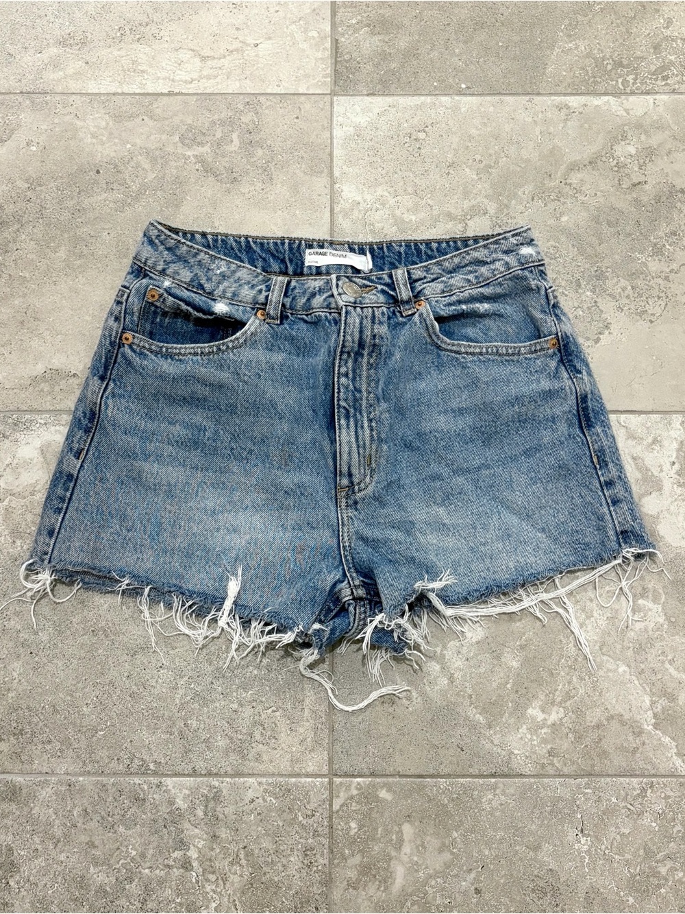 Garage Denim Festival Blue Cut-Off Shorts